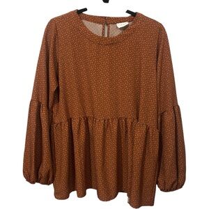 1.4.3. Story by Line Up Rust Brown Dot Peasant Top